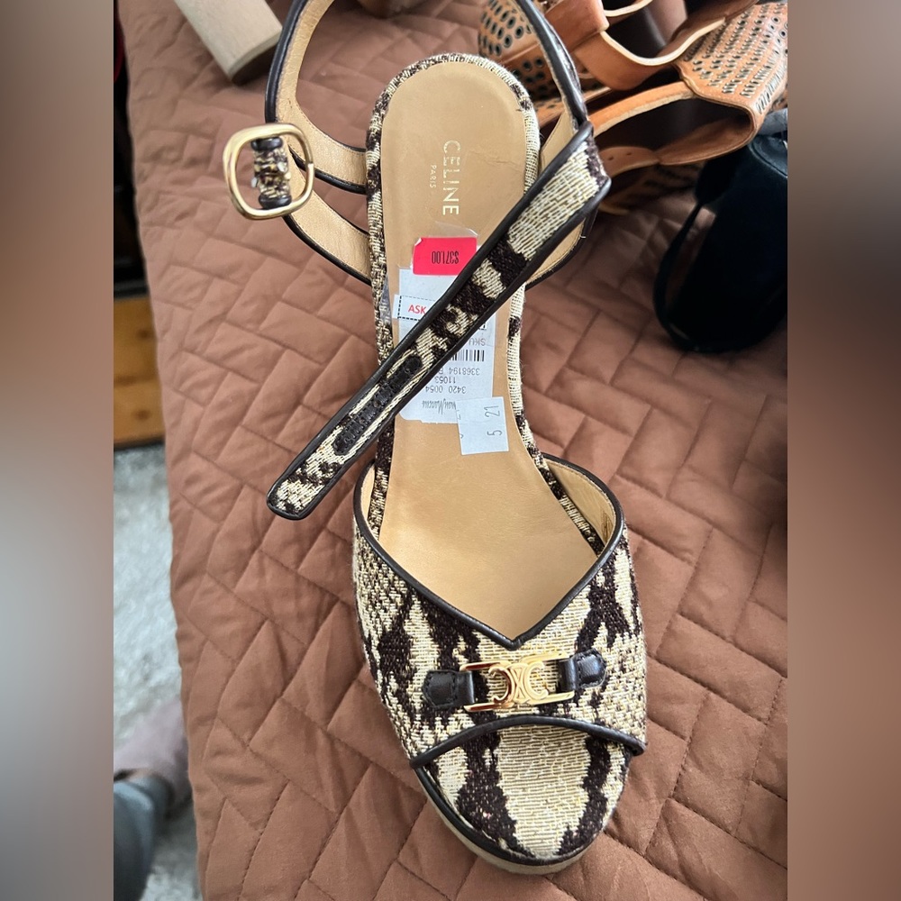 Celine Python Jacquard Wedges Size 40 - Picture 9 of 9